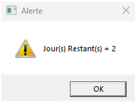 Jours restant avant réactivation du code de protection du dongle