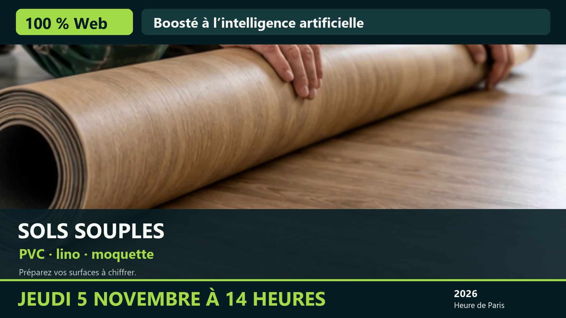 Webinaire KutchCad : pose de sol souple — jeudi 5 novembre 2026 à 14 h, 100 % Web et boosté à l’intelligence artificielle