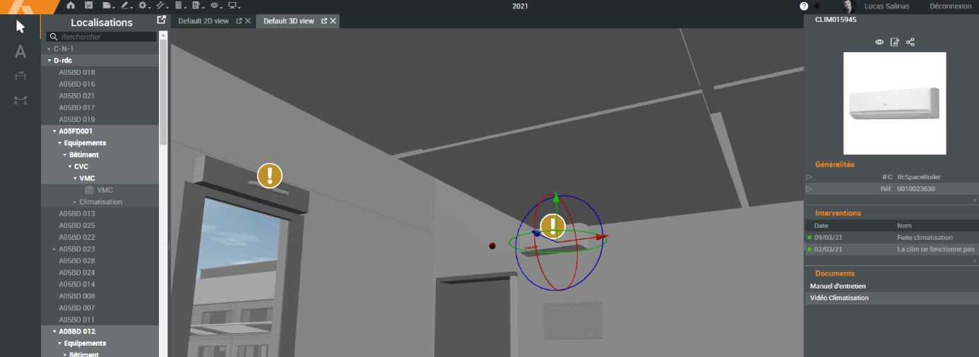 Vue 3D d’un bâtiment et de ses équipements dans APCSmart